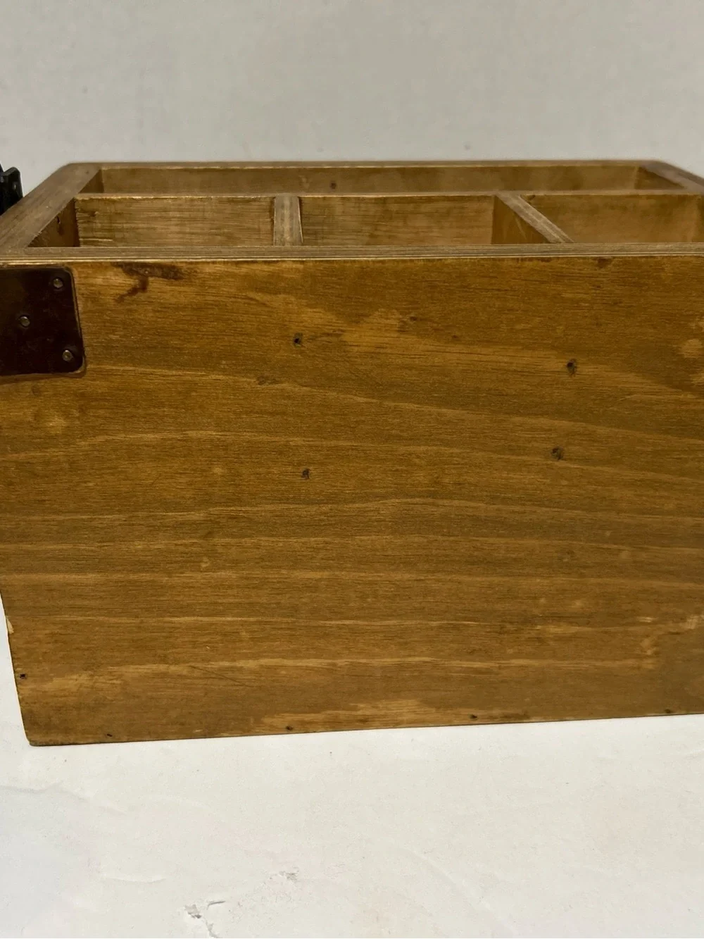Vtg Hand-Painted Wooden Serving Utensil Caddy with Grapevine Design